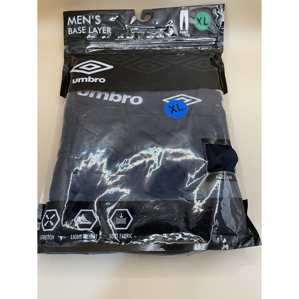 Umbro Men's Base Layer Pants Size XL Stretch Soft Fabric New Black